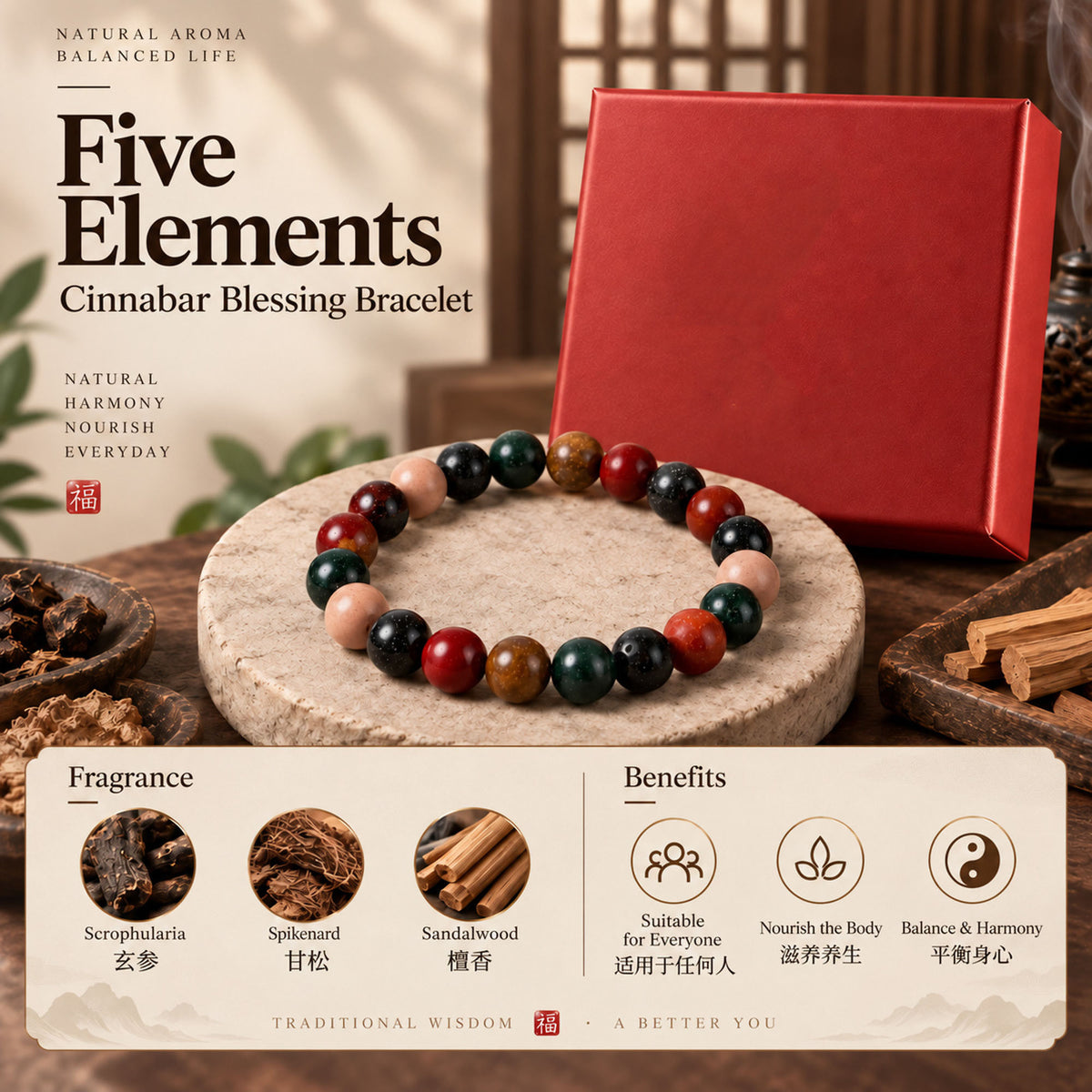 Premium Gift-Boxed Traditional Fragrance Bracelet